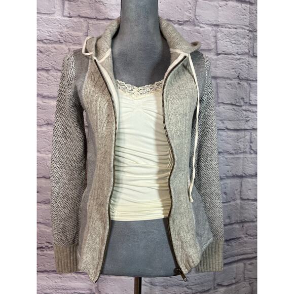 Anthropologie Saturday Sunday Wool Blend Full Zip Hooded  Patchwork Jacket - Picture 1 of 8